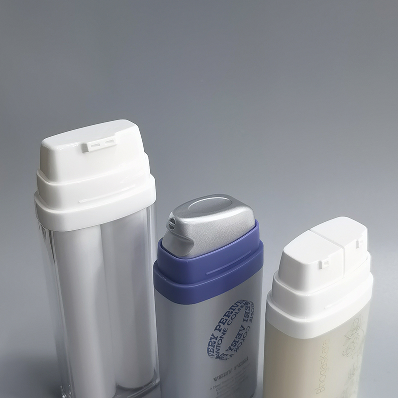 Square Dual Chamber Airless Bottle Vacuum Pump Bottle 8ml*2 10ml*2 15ml*2 2 in 1 Bottle for Day and Night Cream