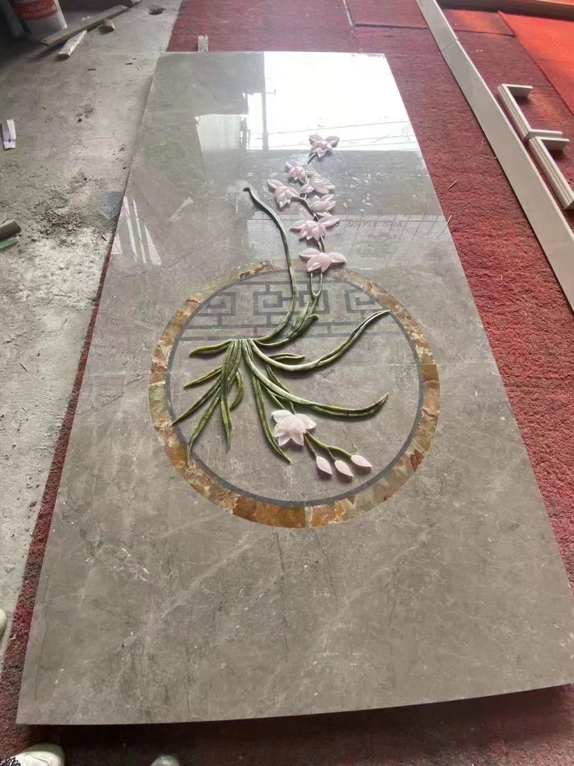 Limestone Flower Marble Sculpture Tile for Building Wall Decoration