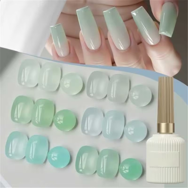 2025 Spring Summer Transparent Mint Green Collection Long-Lasting UV Gel Polish