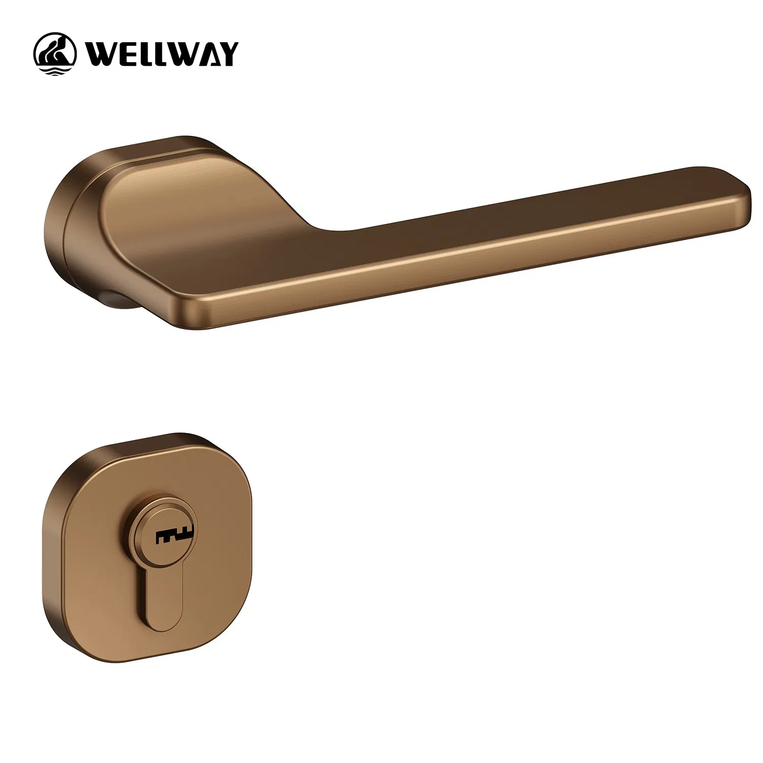 Interior Zinc Premium Brushed Champagne Gold Finish Modern Lever Door Handle on Oval Rosette Factory OEM ODM