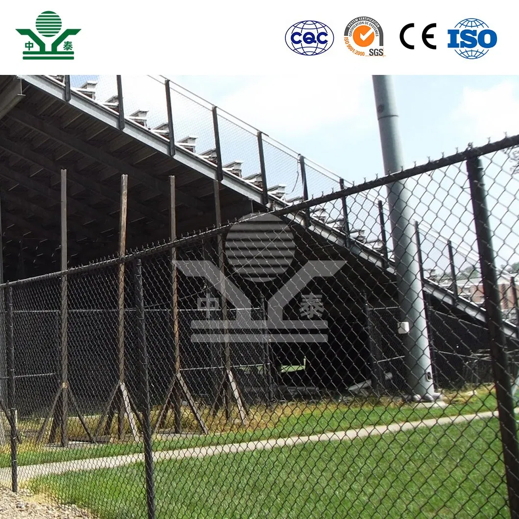 Zhongtai 12 FT Chain Link Fence China Wholesalers Black Powder Coated Stadium Chain Link Fence 45mm X 45mm 5 FT X 100 FT Stadium Chain Link Fence