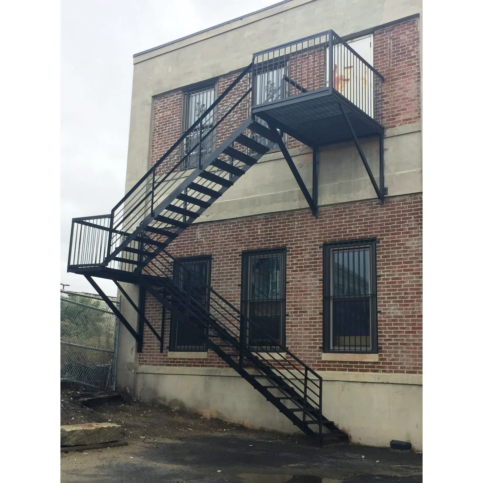 MS084 OEM External galvanized metal staircase outdoor steel stair