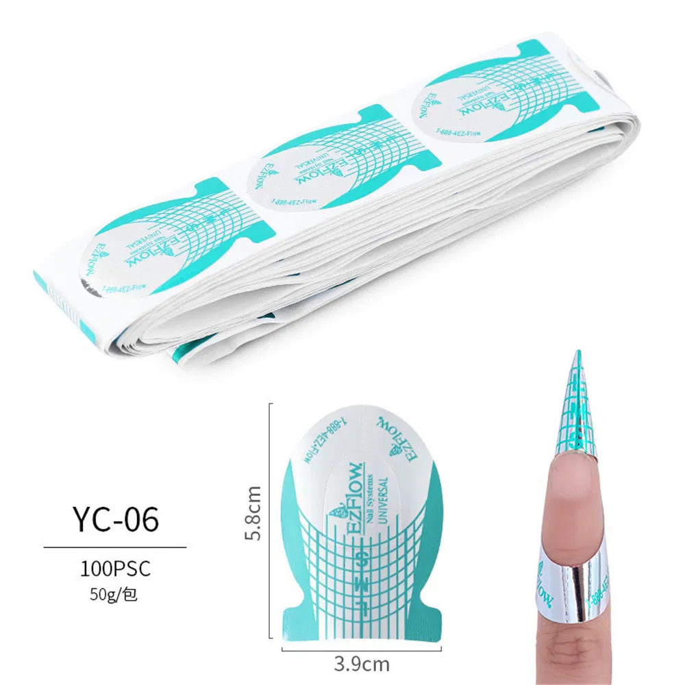 100 PCS/Roll Diverse Styles Nails Form Acrylic UV Gel Extension Nail Tool Curl Form Nail Art Extended Form Sticker Manicure Tools OEM Nail Art Forms