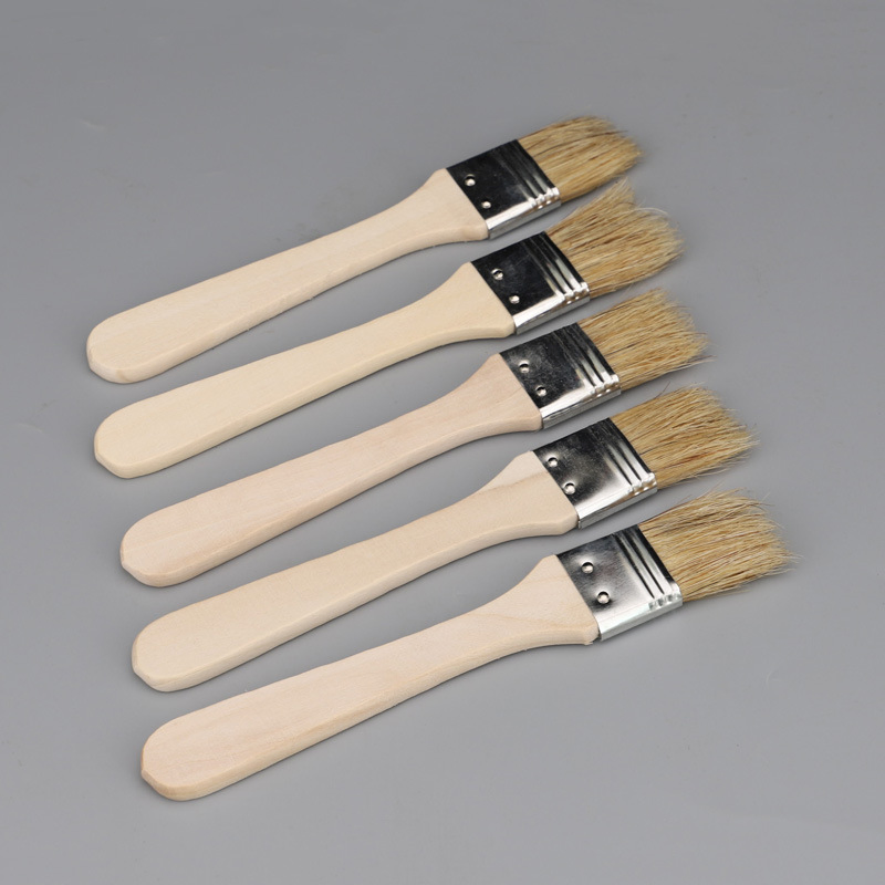 Белая нейлоновая кисть для художника, деревянная ручка