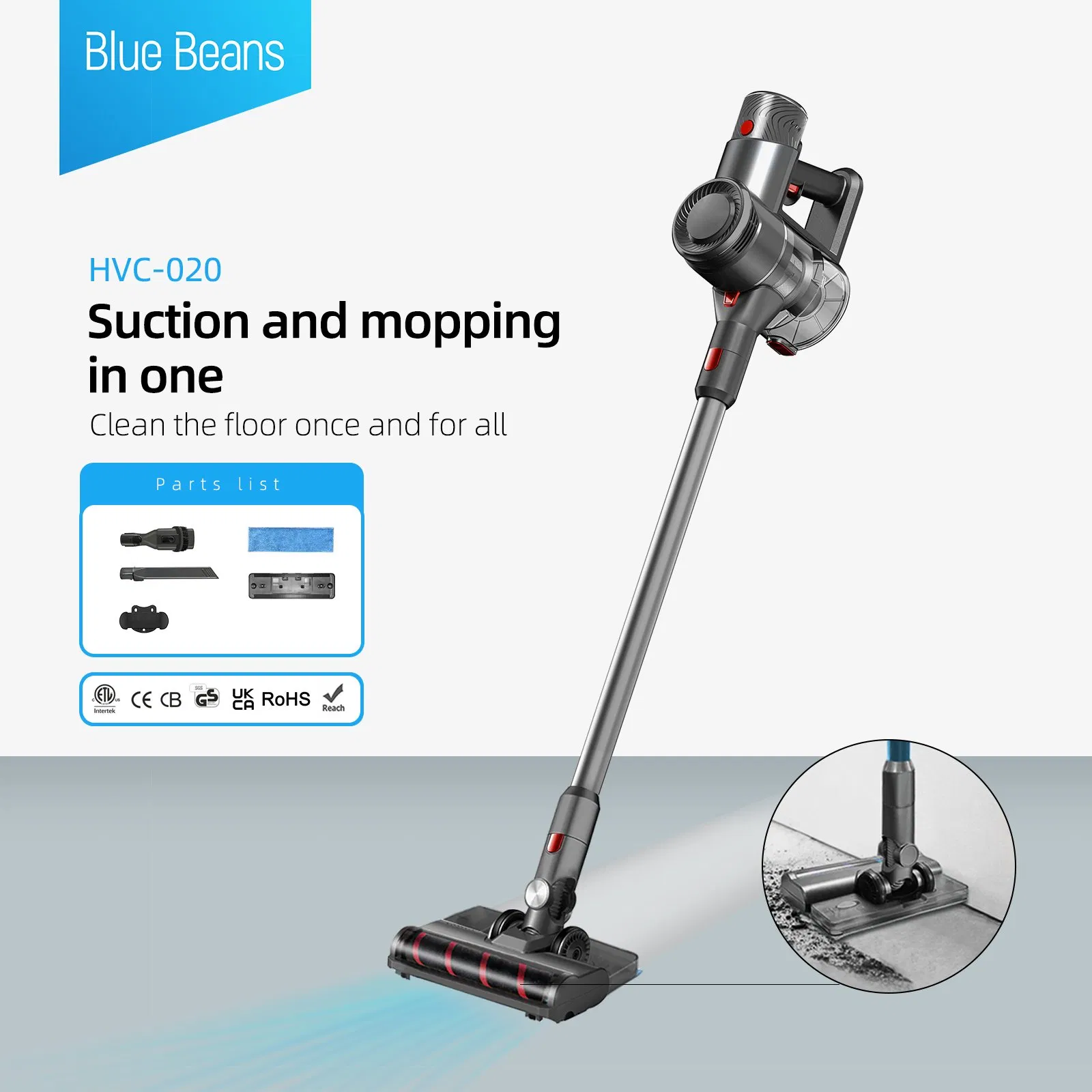 Cordless Stick Vacuum Cleaners Rechargeable Battery Household Mopping Vacuum Cleaner for Floor