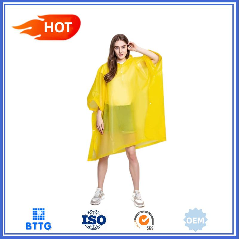 Factory Price Cheap Outdoor Transparent Waterproof EVA Adult Raincoat Rain Poncho Capes