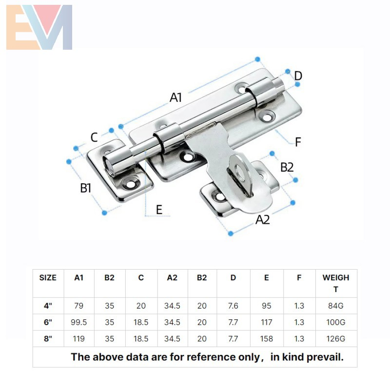 Stainless Steel Style a Left and Right Movable Gate Latch Furniture Lock Bolt Door Latch