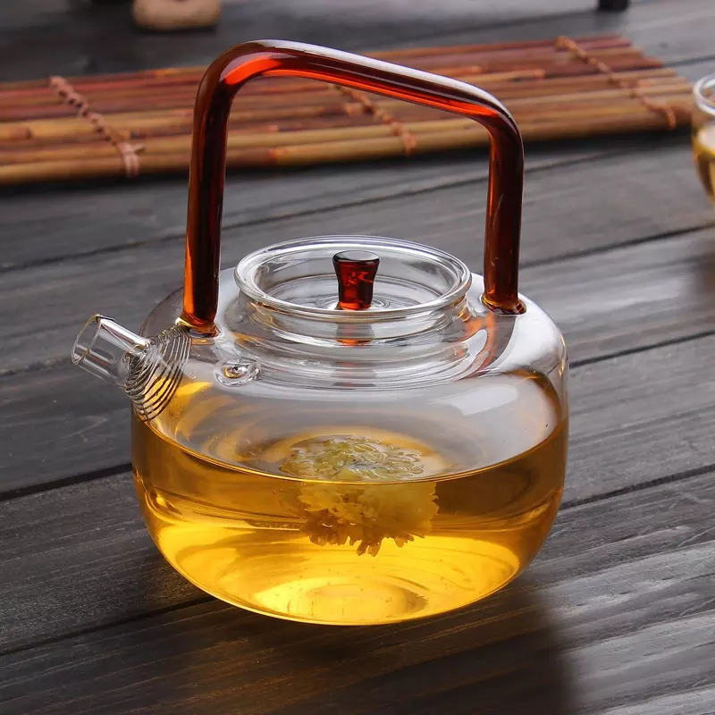 Wholesale 650ml Heat Resistant Teapots with Red Handle