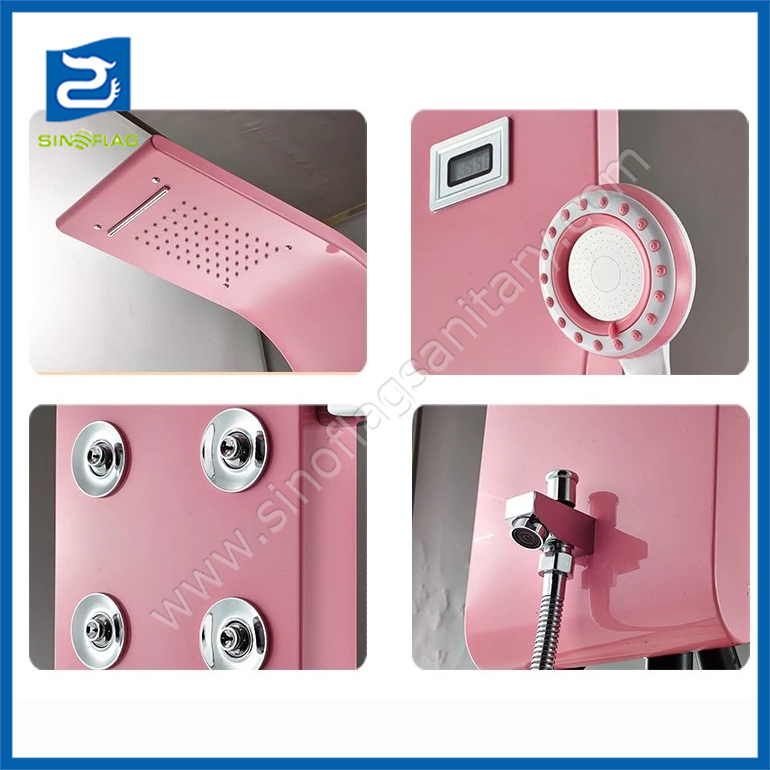 Six Spraying Massage Jets Black Shower Panel