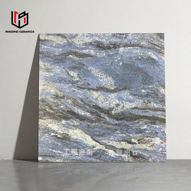 Modern Design Glossy Rock Stone Dark Grey and Brown Marble Look Golden Line Porcelain Tile