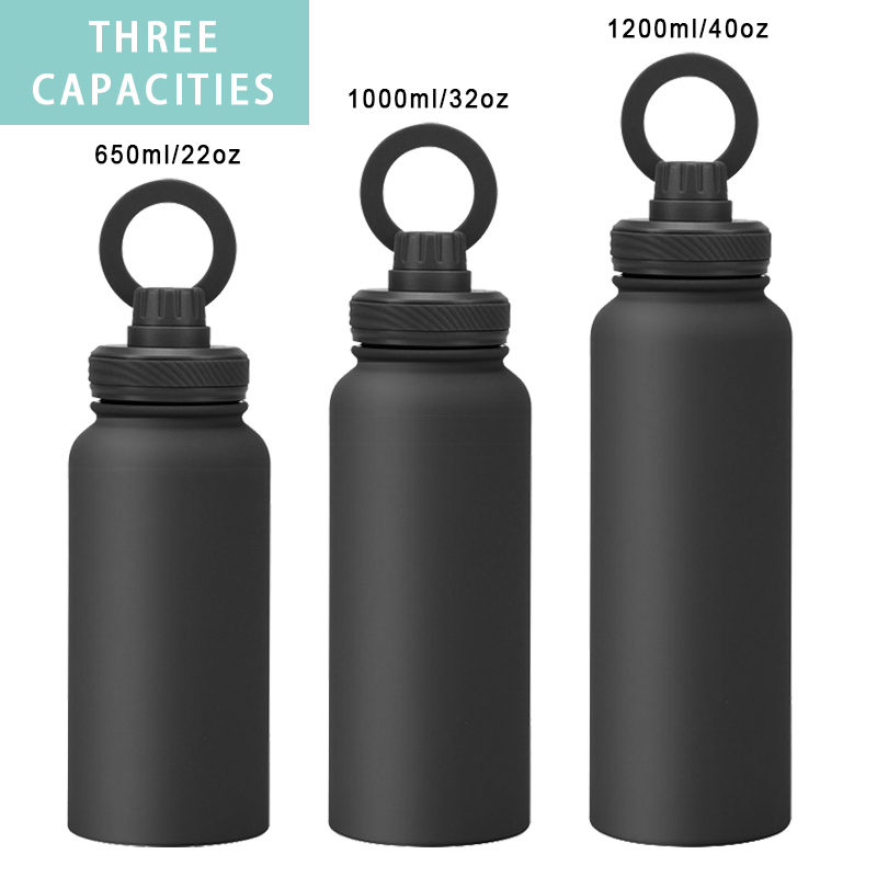 Double Wall Vacuum Stainless Steel 22oz 32oz 40oz Insulated Water Bottle with Straw Lid & Magnetic Lid