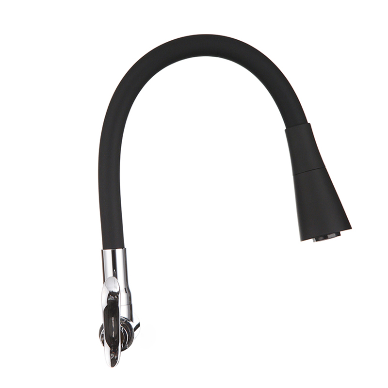 Single-Handle Black Zinc Mixer Ceramic Valve Core Hose Deck Kitchen Faucet