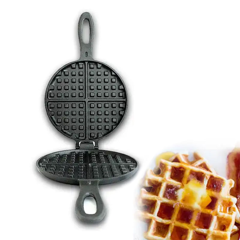 Cast Iron Waffle Cookware Waffle Maker Shapes Custom Plate Mold Design Waffle Pan