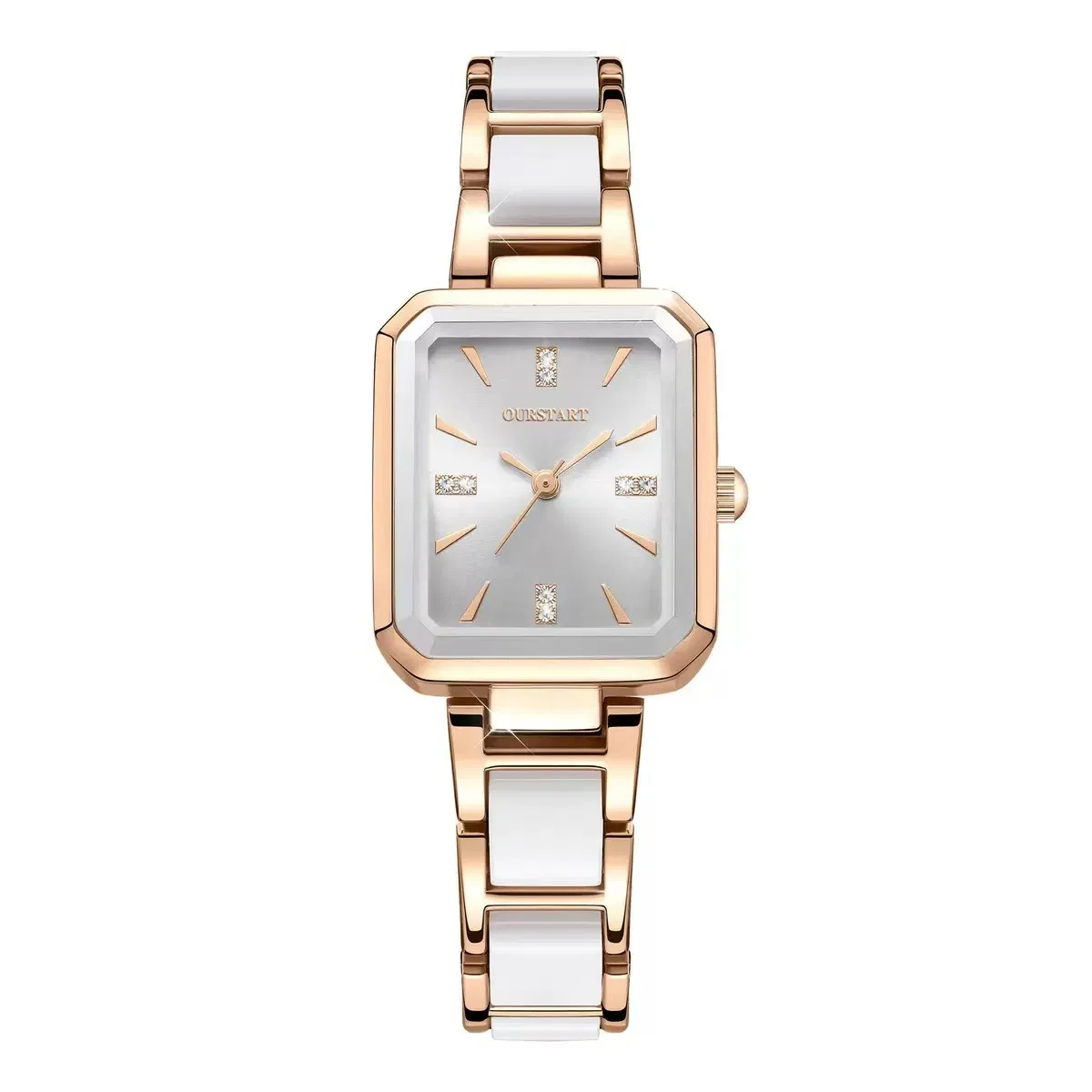 Novel Design Rectangular Compact Diamond Custom Logo Shiny Women′ S Watch