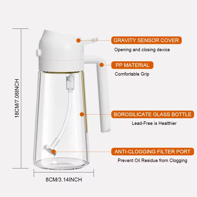 Multifunction 2 In1 Oil Vinegar Dispenser Bottle Olive Oil Sprayers Oil Spray Bottle for Kitchen Cooking