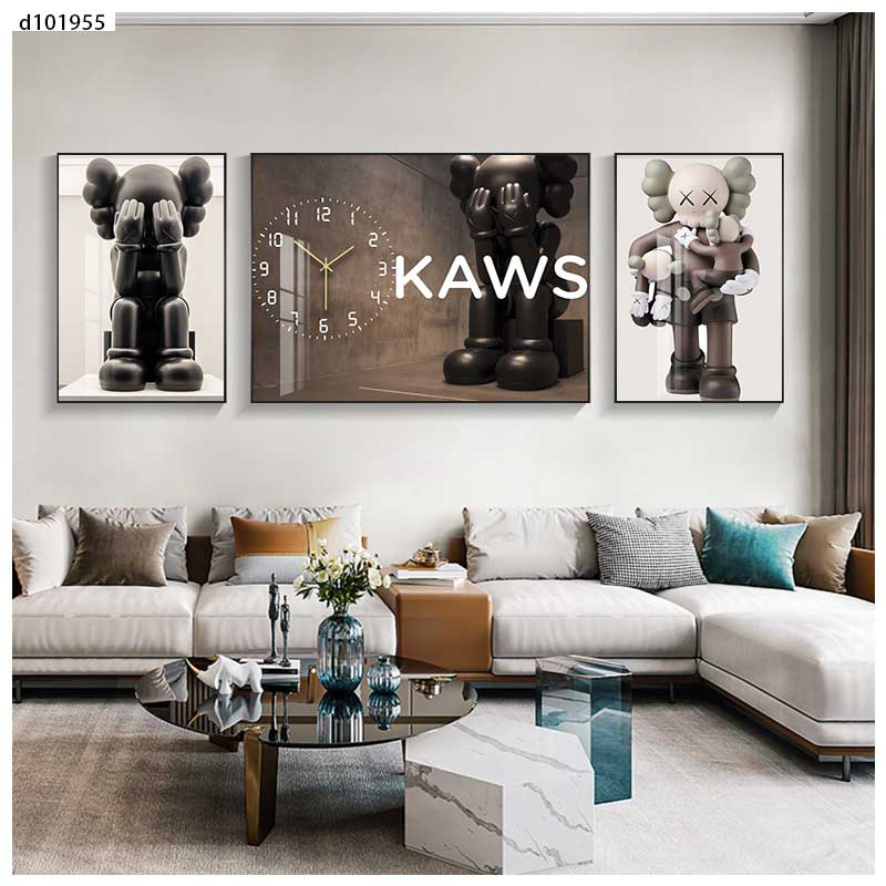 3 Pieces Set Crystal Porcelain Painting Wall Clock Art Painting Clock for Home Decor