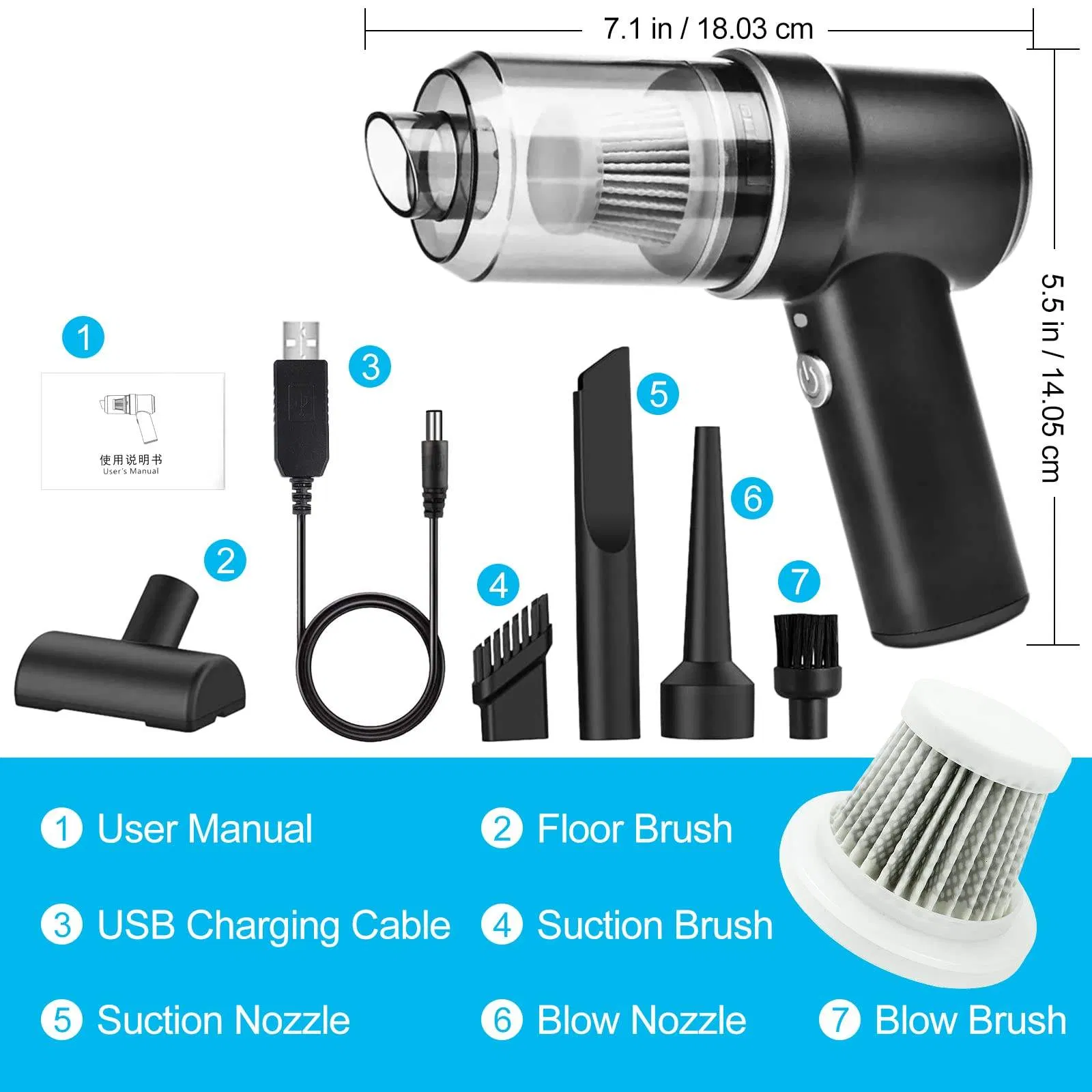 Mini Portable USB-Powered Car Vacuum Cleaner High-Power Multifunctional