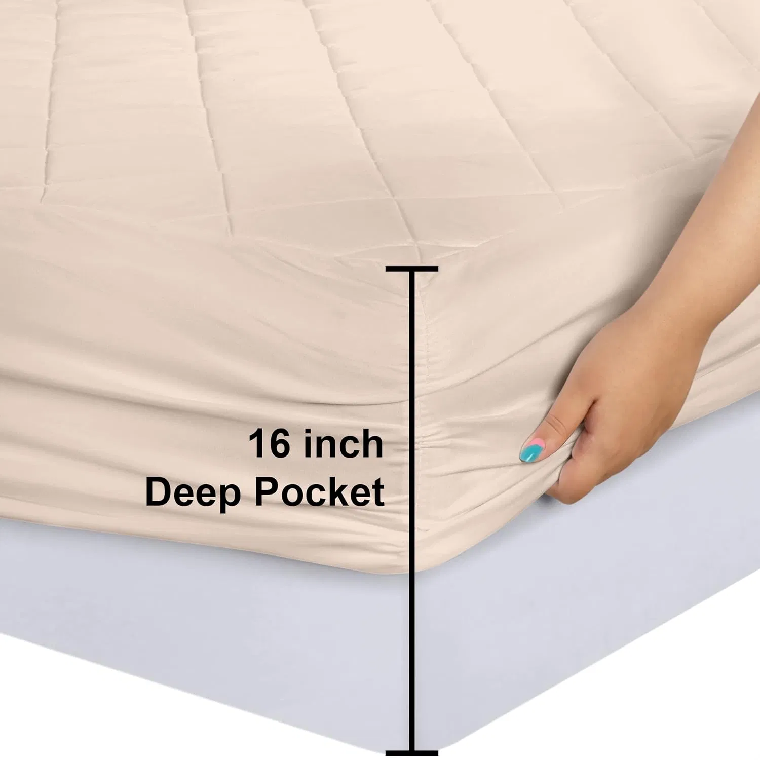 Quilted Fitted Mattress Pad, Queen Size, Elastic Fitted Mattress Topper Protector