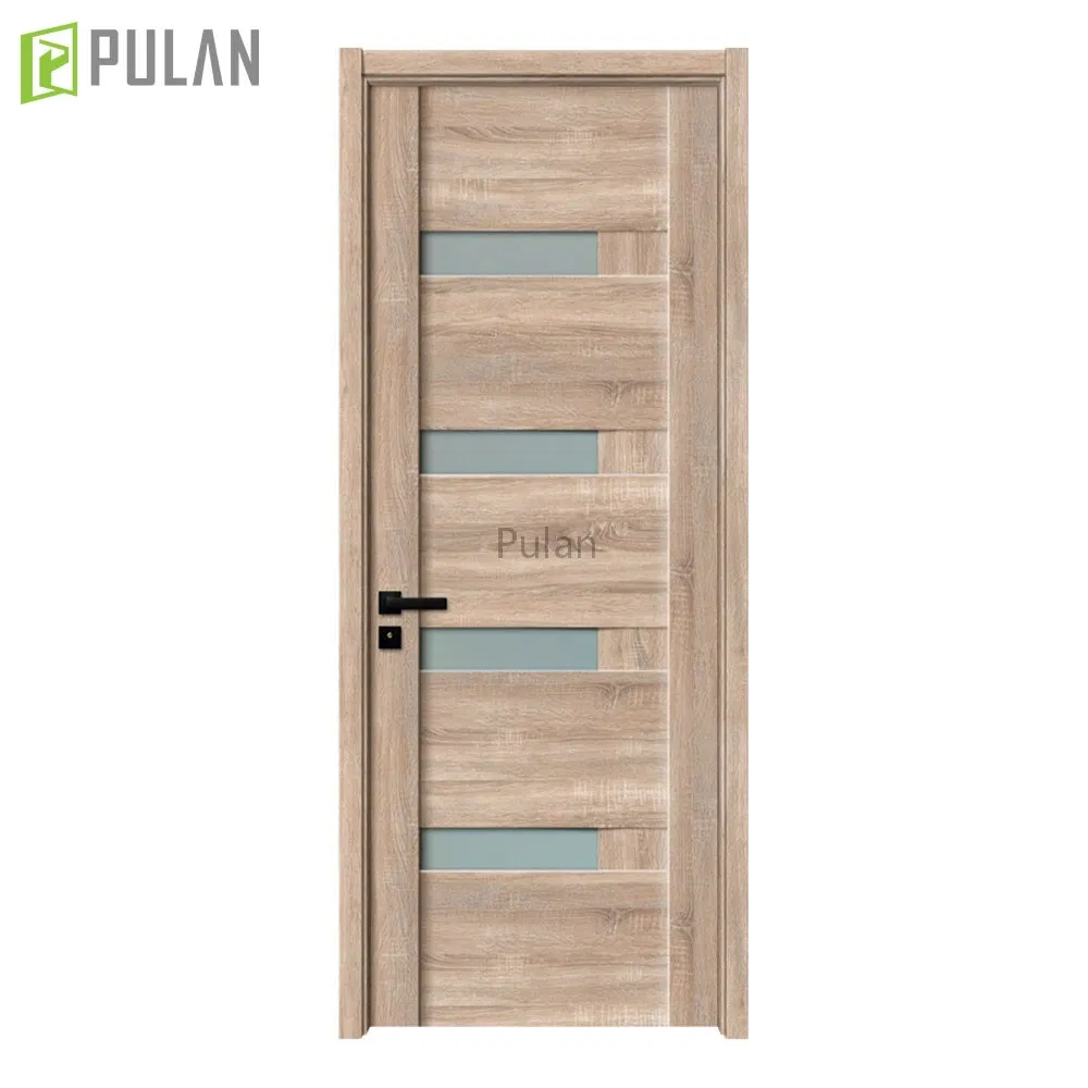 Indoor MDF Skin with PVC / Wood Veneer Hollow Particle Board Core Latest Design Bedroom Quiet Wooden Flush Door with Glass