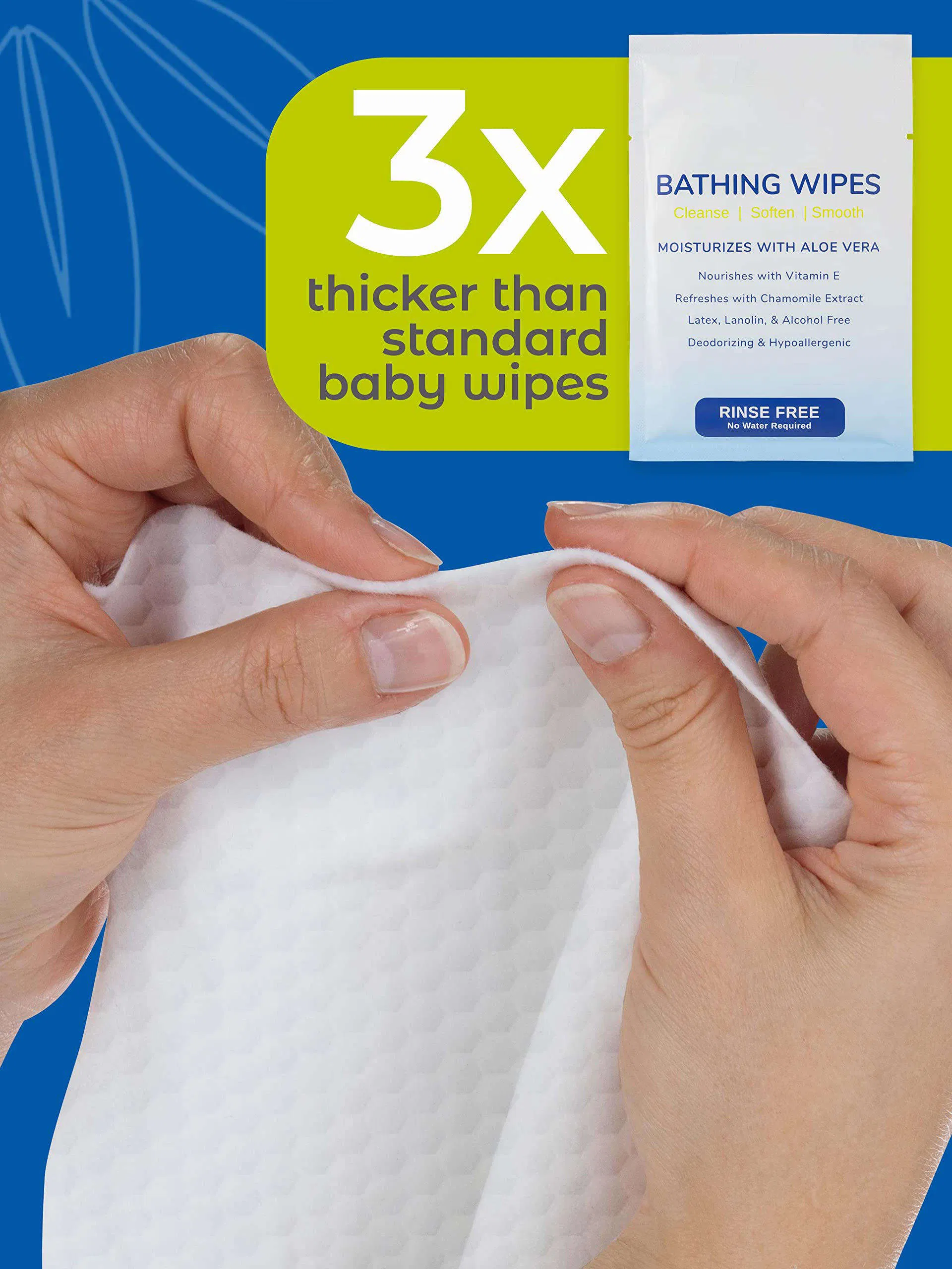 OEM Single Packed Body Cleansing Rinse Free Sponge Bath Back Wipes with Cleansing and Deodorizing Solution