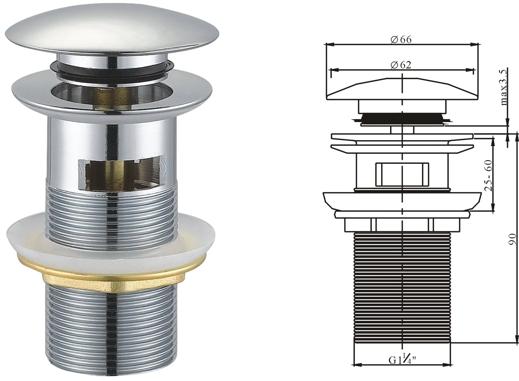Modern Kitchen Pop up Bath Sink Drain Wash Basin with Drain