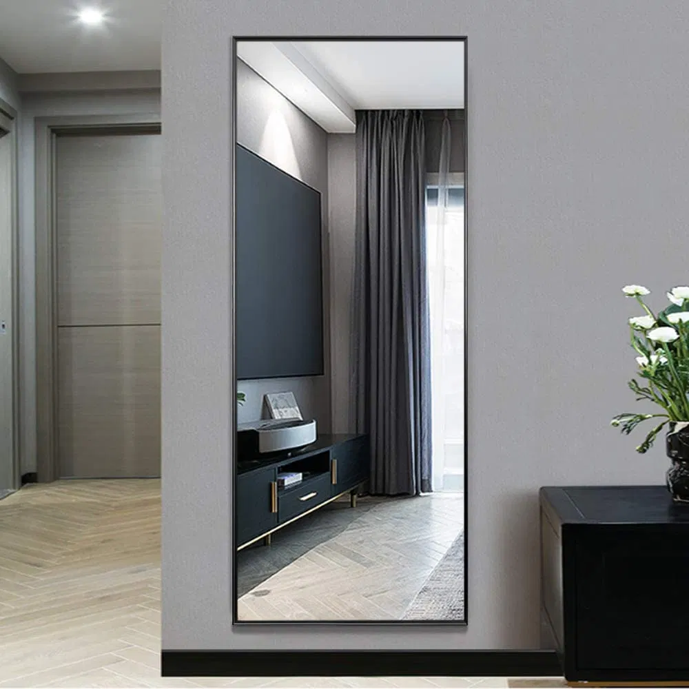 31.5 *33.5 Unique Arched Mirror Bathroom Metal Frame Mirror Wall Mounted Black Vanity Mirror for Living Room Fireplace