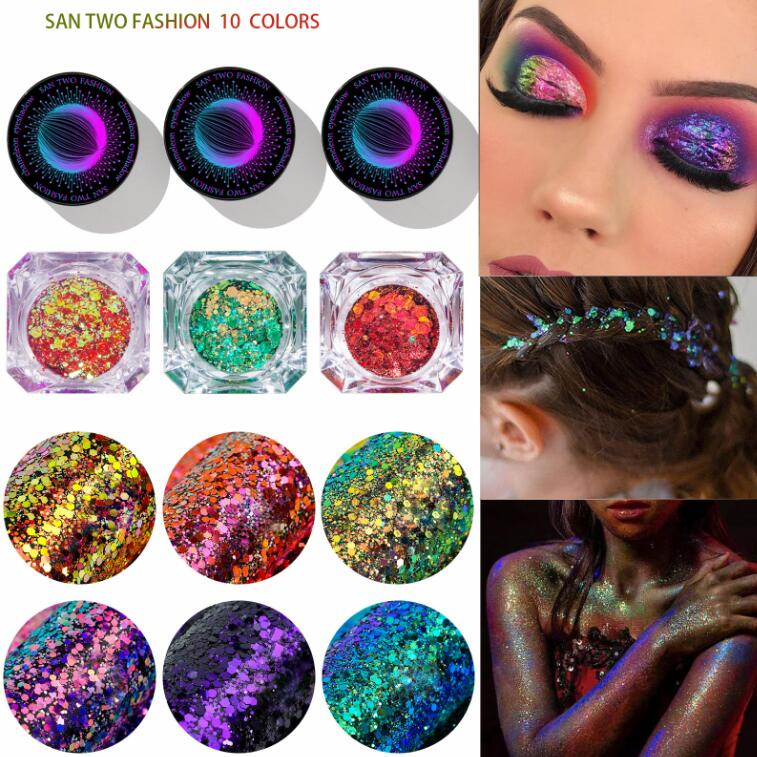 Glitter Eye Makeup Vegan Customized Logo High Pigment Chameleon Colourful Sequins Eyeshadow
