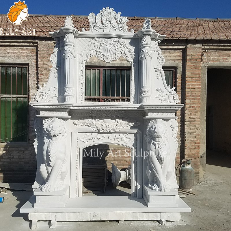 Customized Natural Stone Marble Double-Layer Fireplace for Decoration
