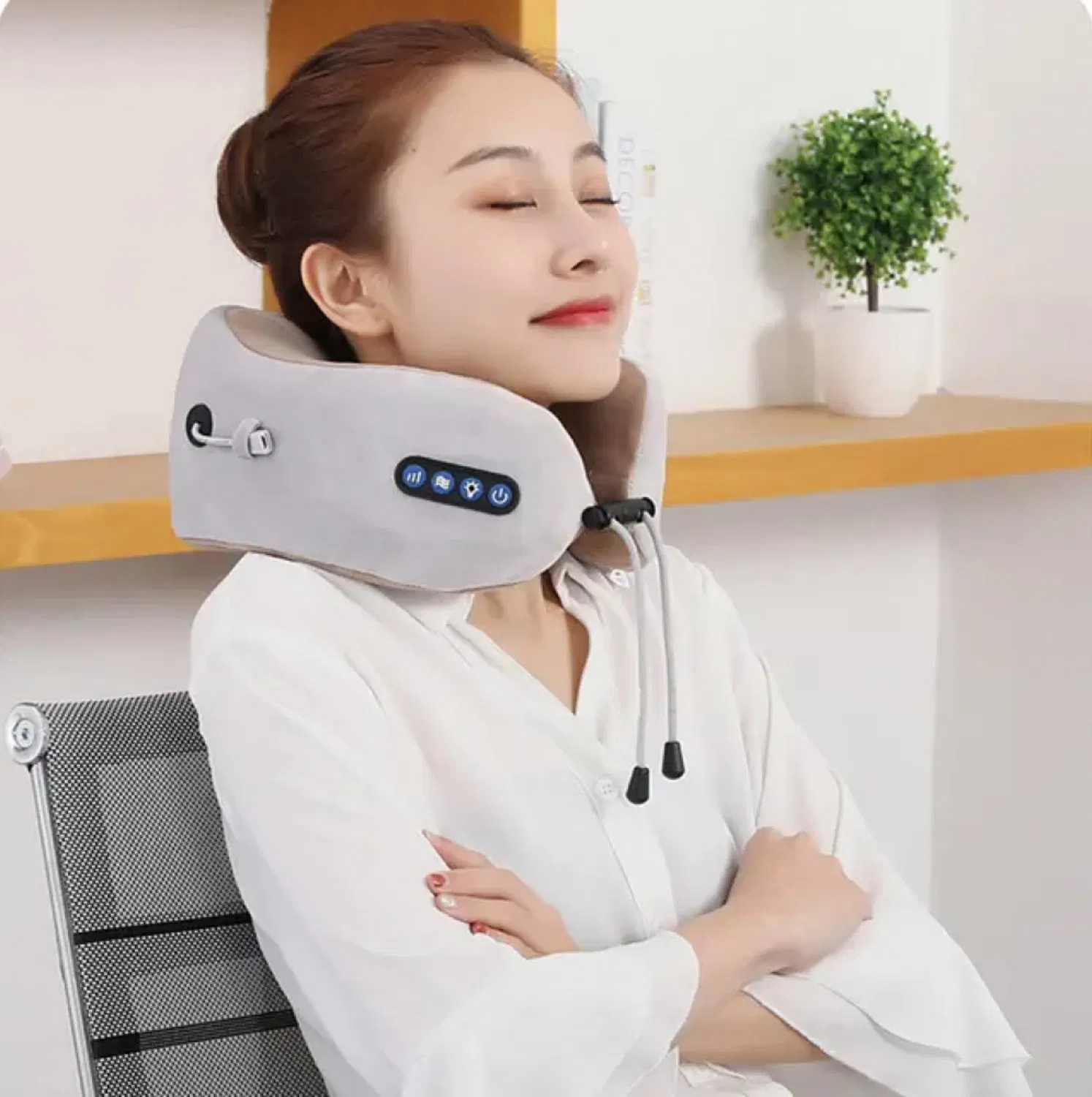 Electric Travel Neck Pillow with Heating for Neck Pain Relief