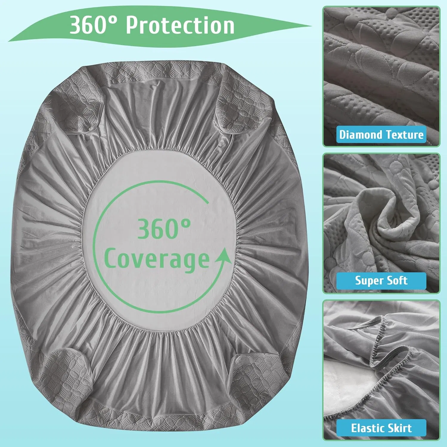 Waterproof Mattress Protector Soft Breathable Mattress Pad Cover with Deep Pockets