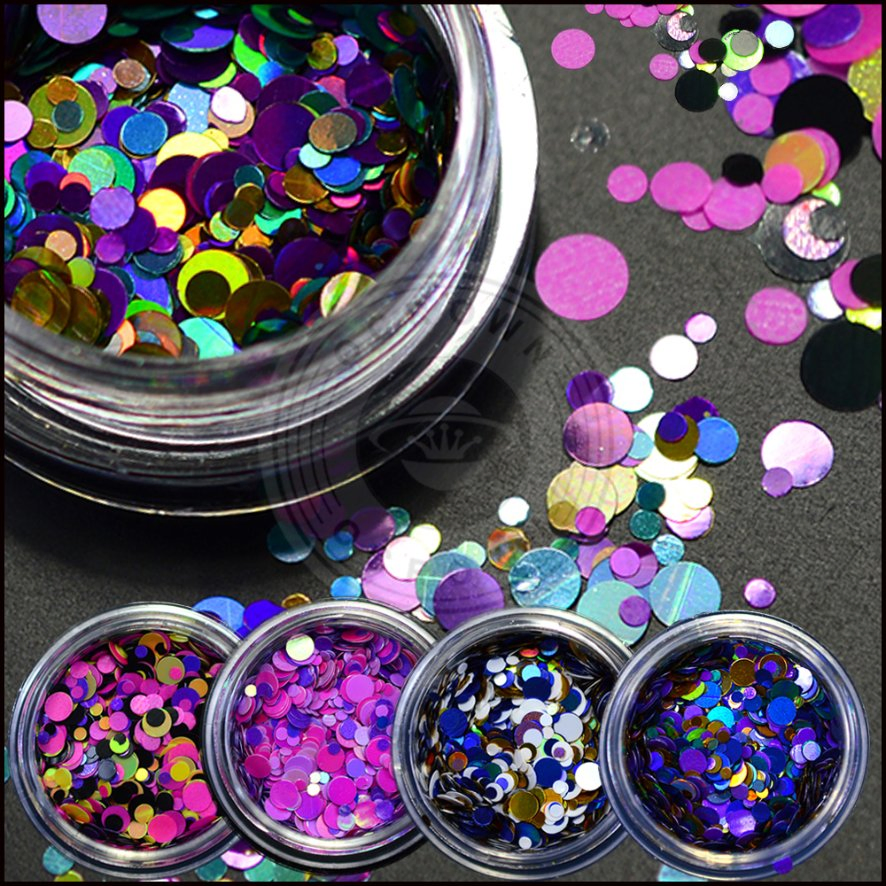Ultrathin Sequins Colorful Round 3D Nail Art Mixed Size Glitter Pigment
