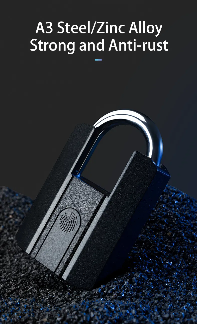 Waterproof IP65 Ttlock APP Bluetooth Smart Digital Fingerprint Padlock with Key