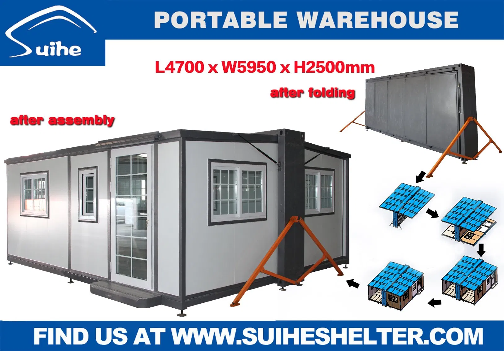 Extended Foldable Prefab Container Homes/40FT Folding Living Container/Expandable Cabin