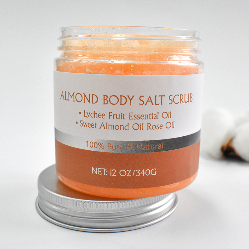 Gentle Natural Moisturizing Exfoliating Refreshing Revitalizing Nourishing Soothing Almond Body Salt Scrub for Skin Care