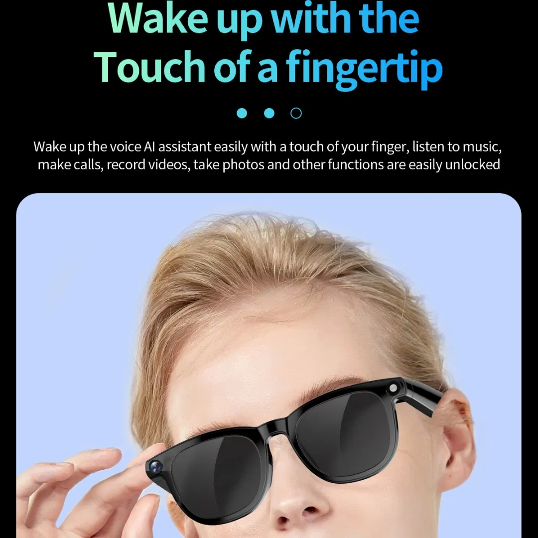 Ai Translation 8MP Eyeglass 360°Surround Sound Eyewear Sunglasses Video Object Recognition Smart Glasses with Camera