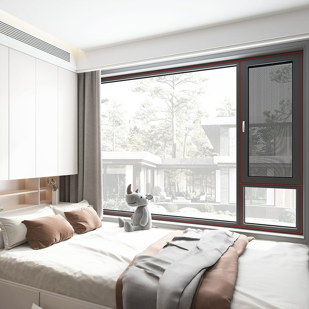 High-Precision Aluminum Material 5mm Tempered Glass Aluminum Double Sided System Window