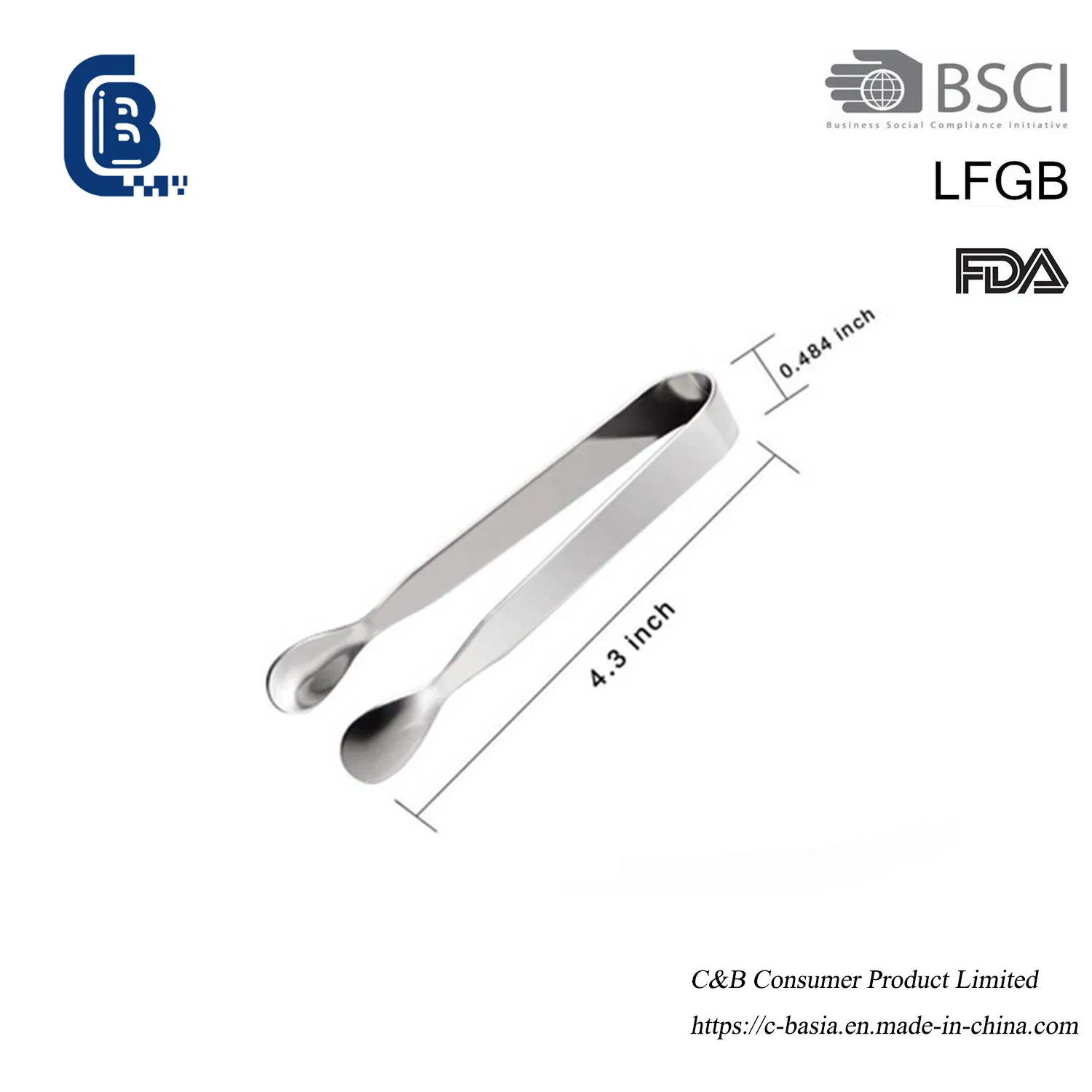Hot Sell Kitchen Stainless Steel Tweezers: Sugar Clip, Ice Cube & Bar Tongs