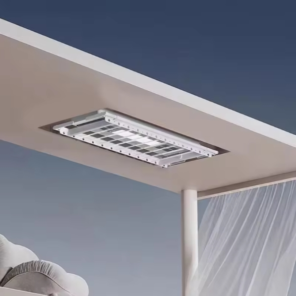 Motorized Heated Drying Rack with Ceiling Lighting for Balconies