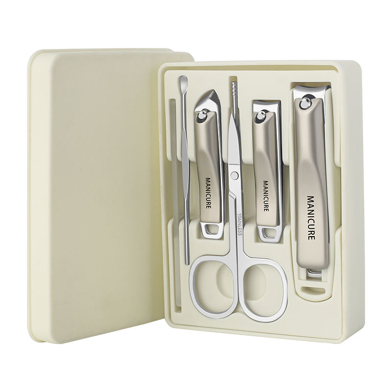 Elegant White 7PCS Toe Clipper Set Stainless Steel Travel Grooming Kit Professional