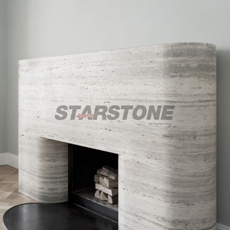 Starstone Natural Stone Marble Calacatta Fireplace Limestone Travertine Fireplace Mantel for Indoor Decoration