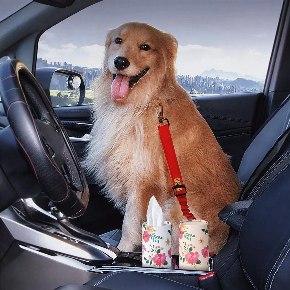 Tissues Small Cylinder Dispenser with Car Cup Holder Facial Tissues