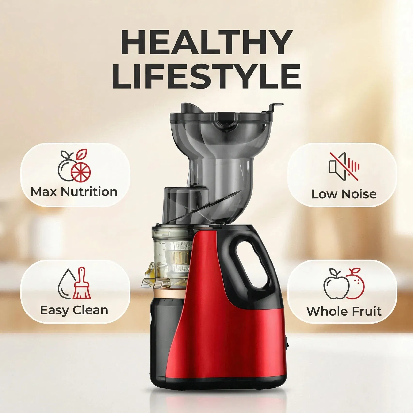 Slow Masticating Cold Press Juicer with 130mm Large Caliber
