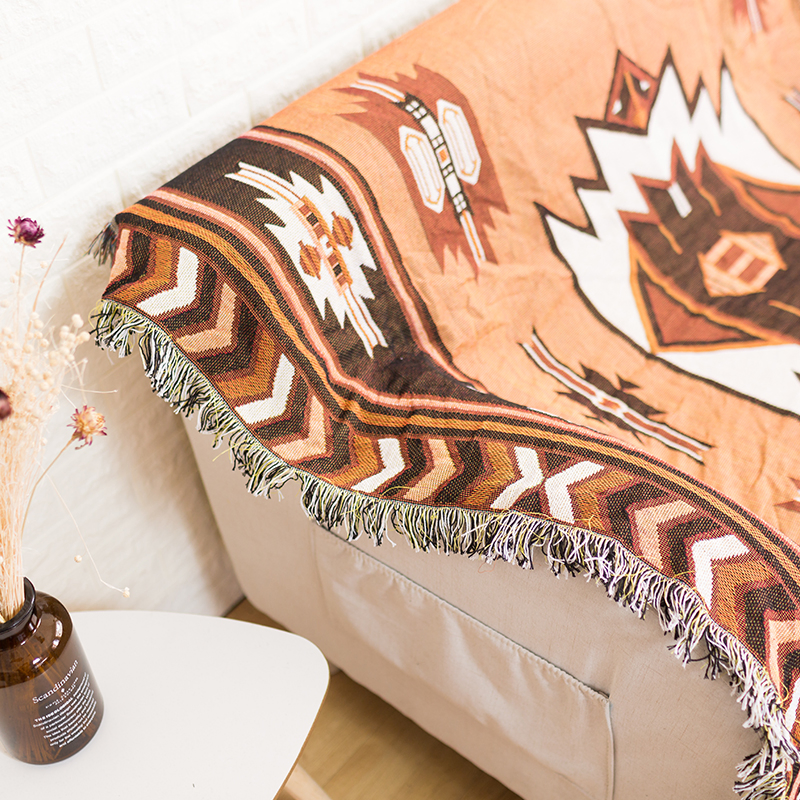 Плед из хлопка с богемным узором для дивана