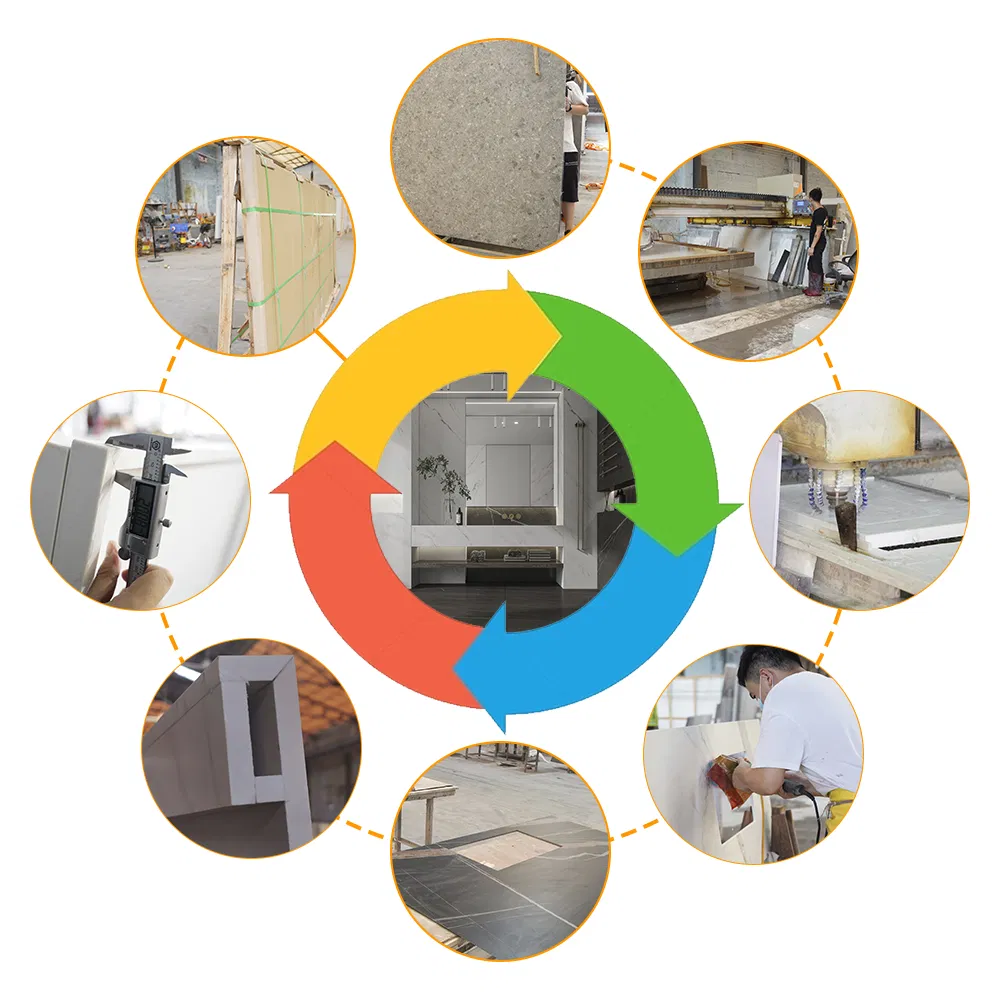 Precut Silky Finish Calacatta White Large Size Sintered Stone Countertop Island Kitchen Bench Design