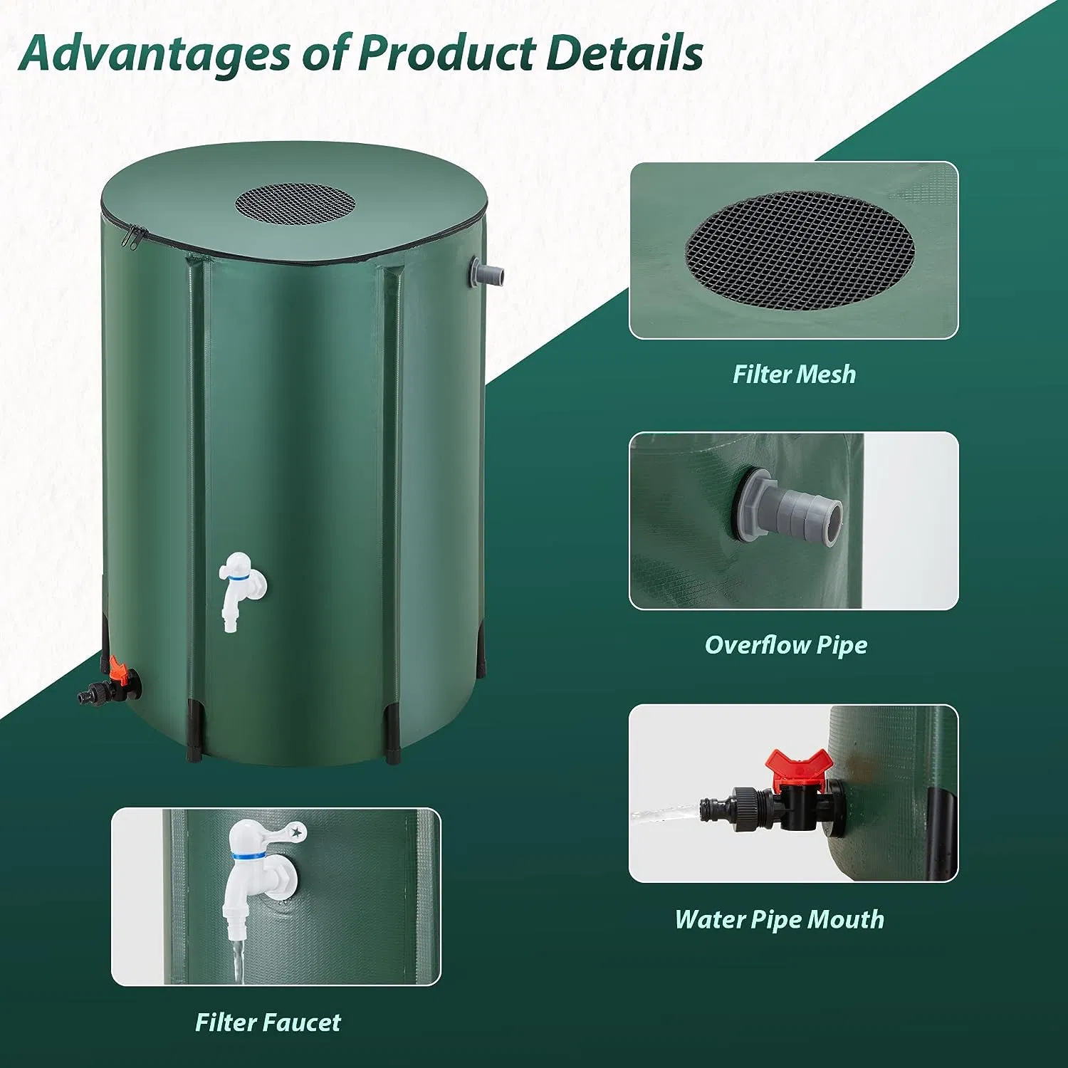 Rain Barrel Durable Water Butt Bucket PVC Durable Water Tank for Garden Water Tanks 100L-1000L