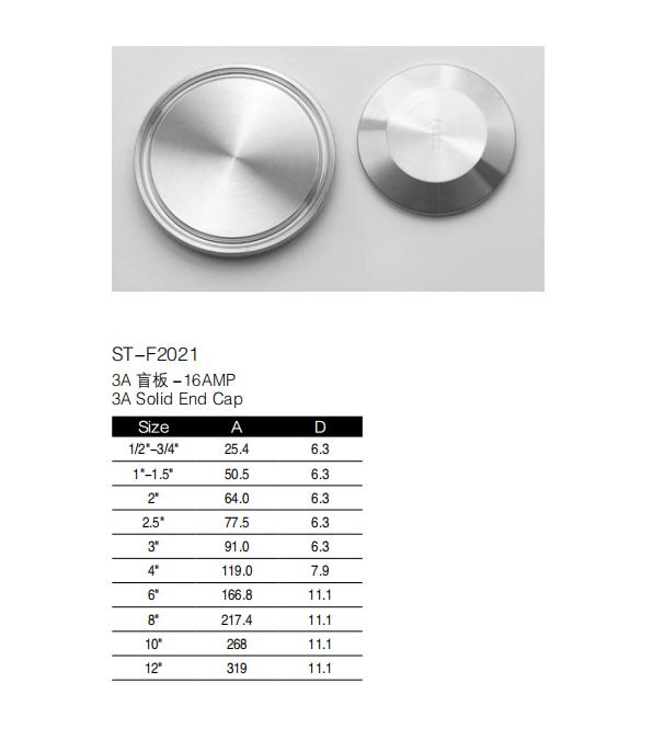 Santhai SS304/316L Sanitary DIN Solid End Cap (ST-F2020)