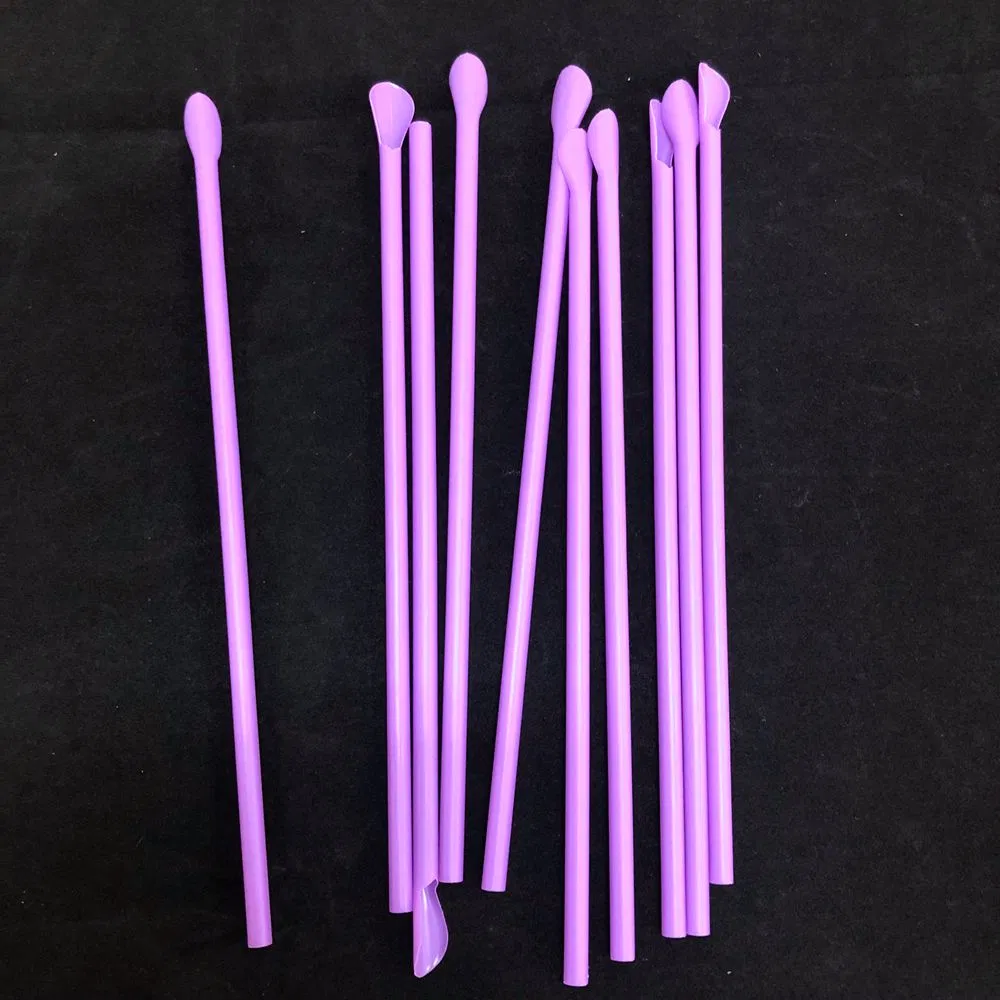 200CT Packed 8" Purple Unwrapped Snow Cone Spoon Straw Assorted Bright Colors for Shaved Ice
