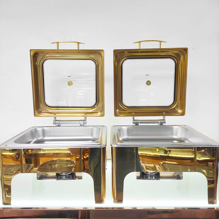 Kitchen Restaurant Food Warmer Alcohol Buffet Stove Gold Buffet Stove Chefing Dish