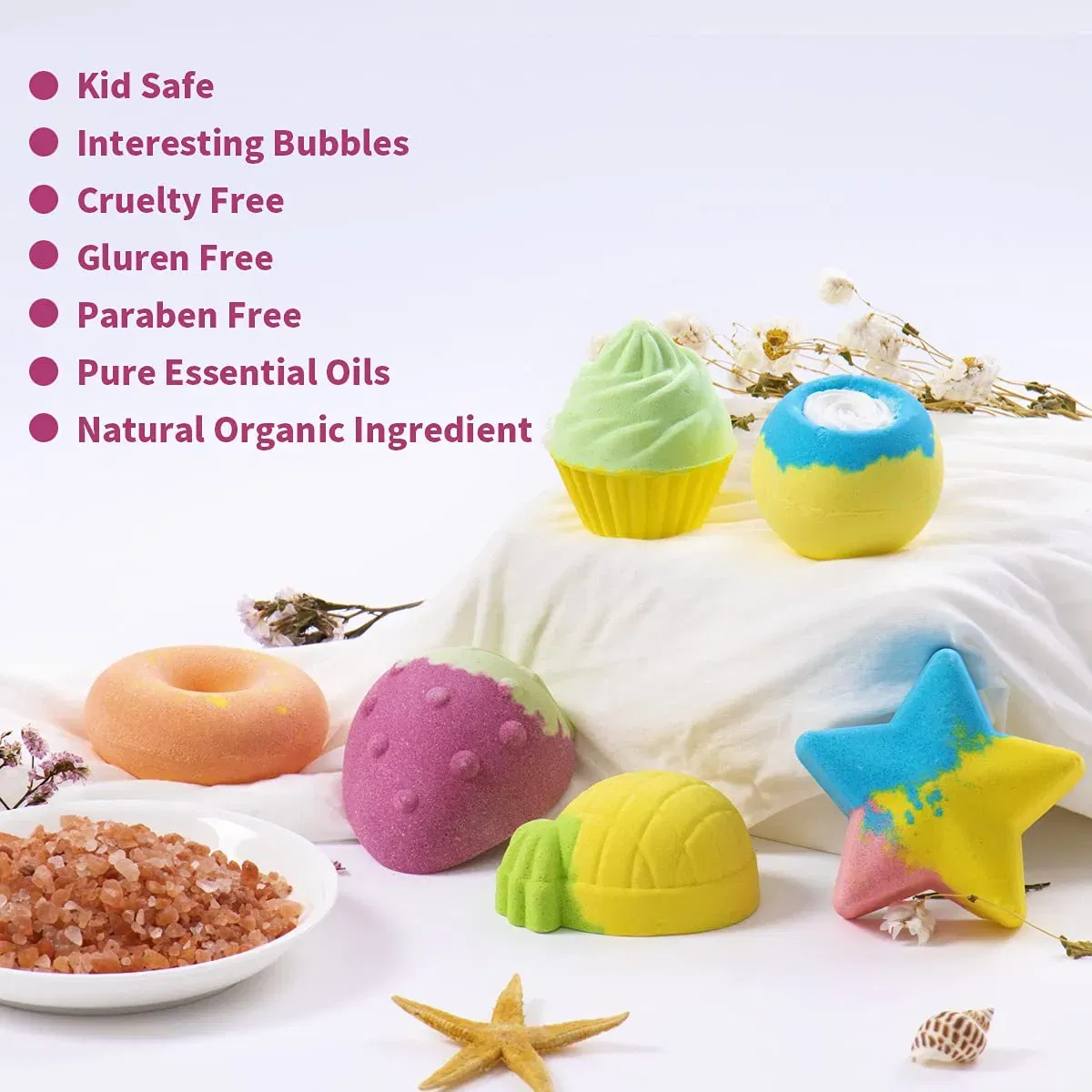 OEM Customization Organic Children Bath Bombs 100% Natural Colorful Fruit Scented Bath Bombs