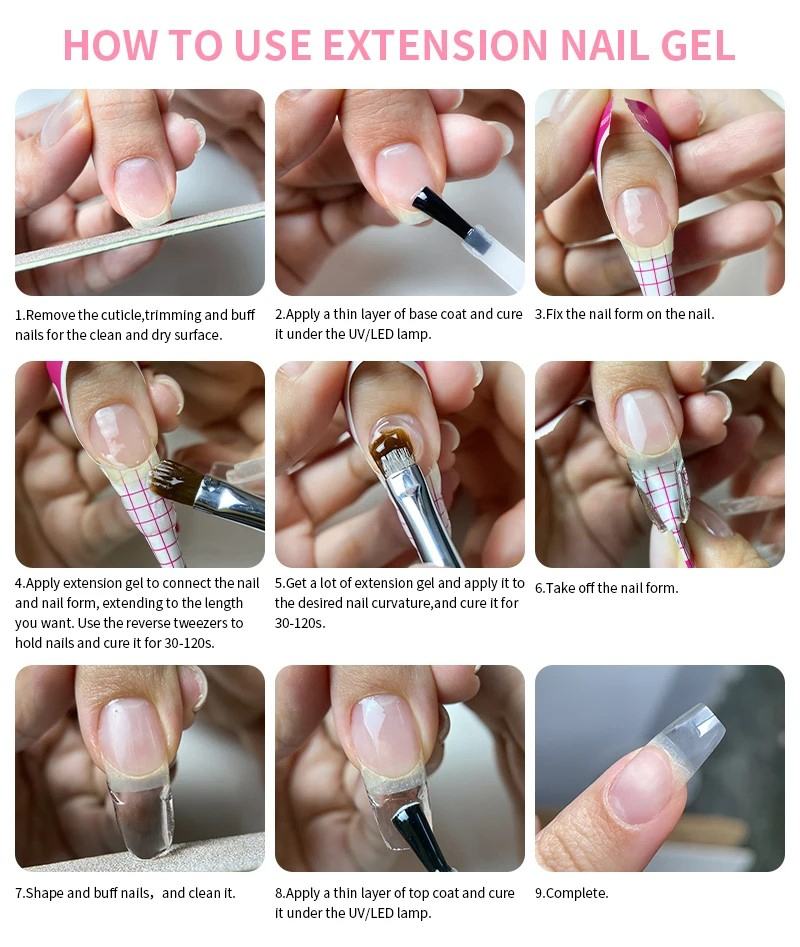 5-in-1 Nail Extension Gel: Base, Builder, Top, Color, & Repair
